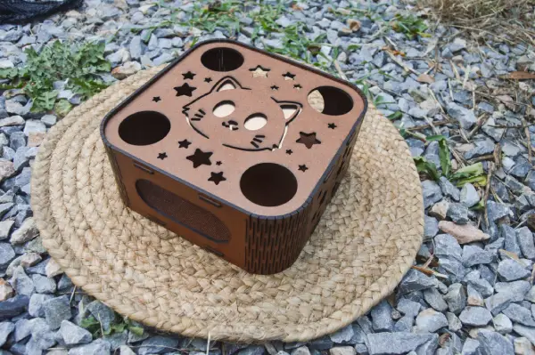 Juguete Interactivo Para Gatos Caja De Rompecabezas Madera